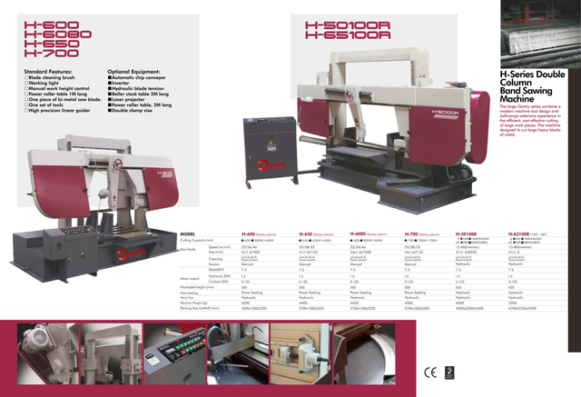 Machine à sciage en métal H-600 / H-650 / H-6080 / H-700 / H-50100R / H-65100R