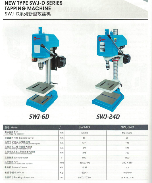 NOUVEAU TYPE SWJ-D SERIES TAPPORT MACHINE SWJ-6D