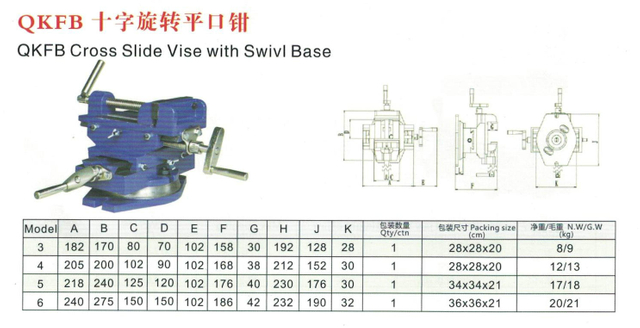 Vice de diapositive transversale QKFB avec base pivotante 