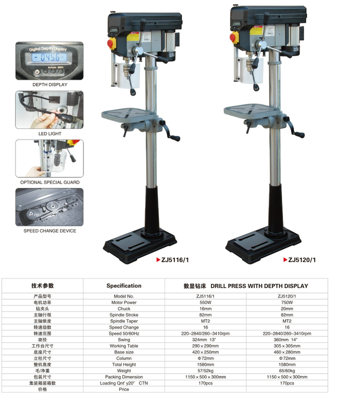Drill Press avec affichage de profondeur