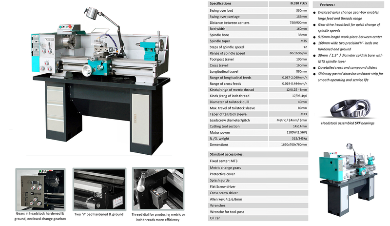 BL330 Plus Lathe 750 mm / 900 mm 