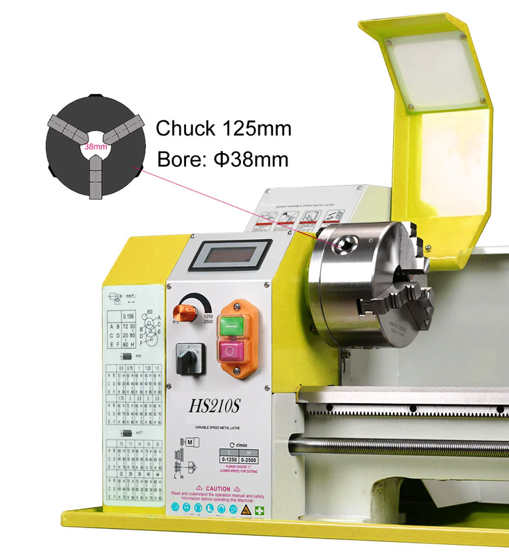 HS210SX600 900W Motor de sortie nominal Motor sans balais de 6 mm épaisseur Mini machine à tour en métal