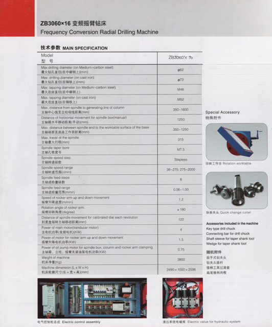 Machine de forage radial de fréquence ZB3060X16