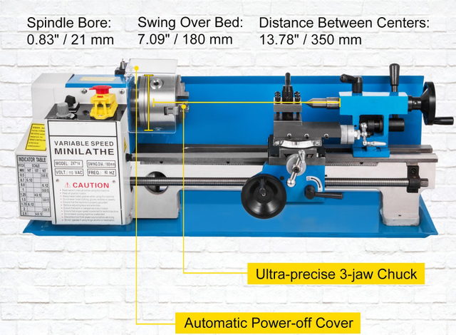 Lathe de banc 7 'x14 ' (180x350 mm)