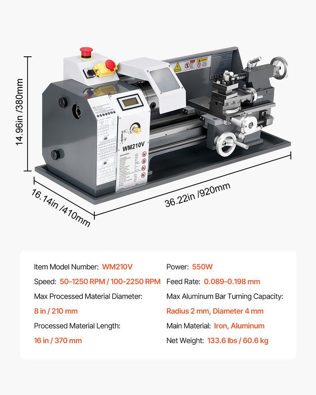 Banc Lathe WM210V (210x400mm)
