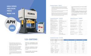 Machine de presse de précision de la série APH 125Ton-300ton
