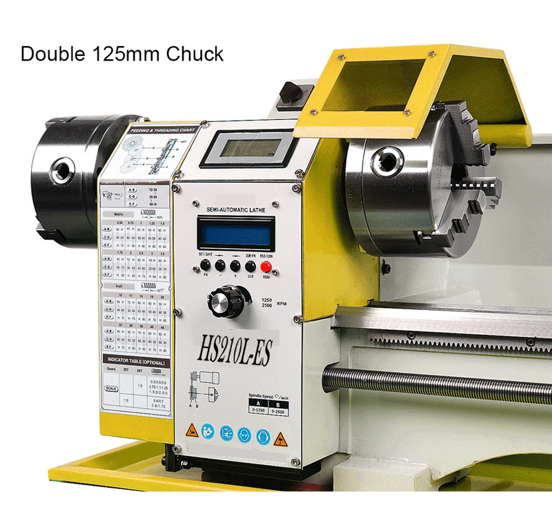 HS210L-ES 1000 mm Auto à gauche et filetage droit Fabriquant Mini CNC Metal Lathe Machine avec deux tête de mandrin