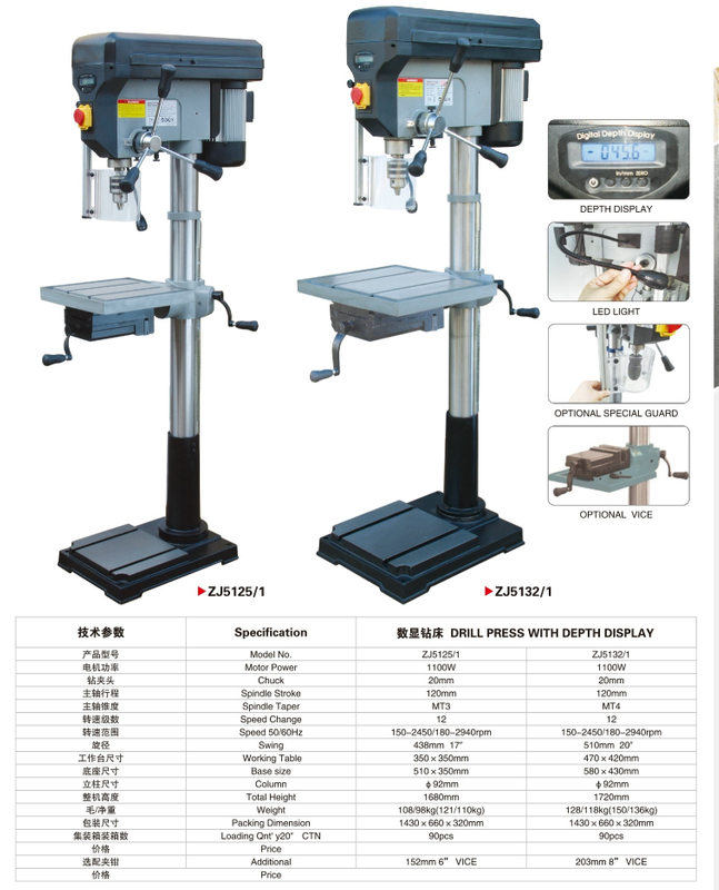 Drill Press avec affichage de profondeur