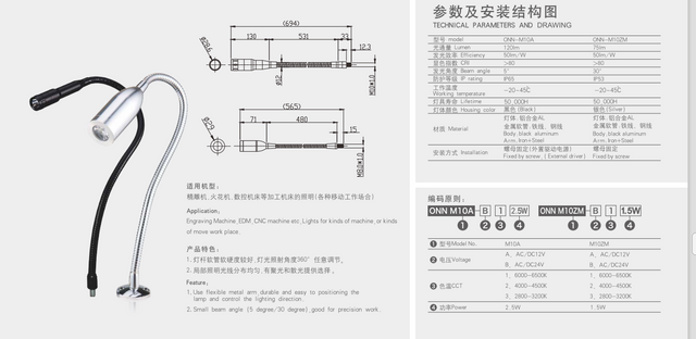 Lampe de travail ONN-M10A / M10ZM 