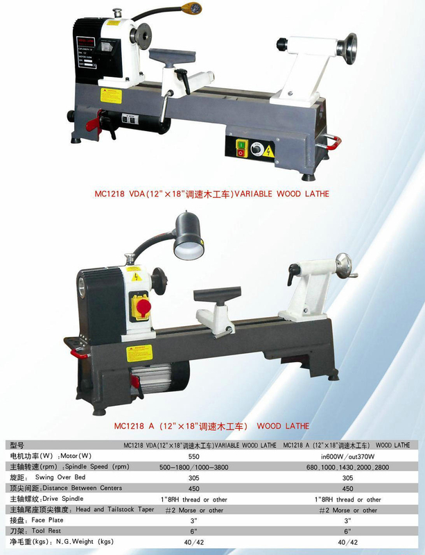 Benchtop Wood Lathe MC1218A 12x18 fonte 600W