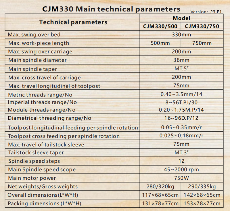  CJM330X500mm (750 mm)