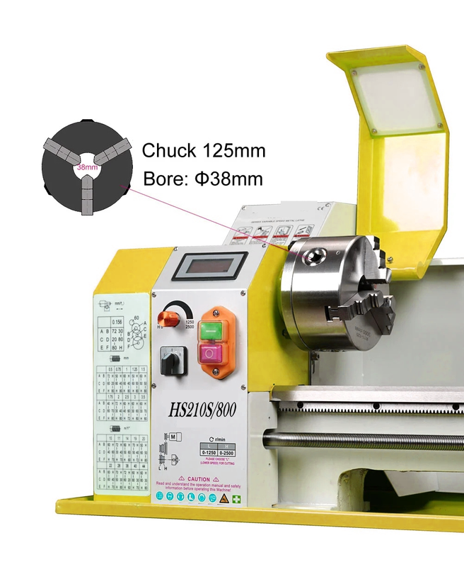 HS210SX800 900W Sortie nominale Motor sans balais de 6 mm Spindle Spindle Mini Machine de tour en métal