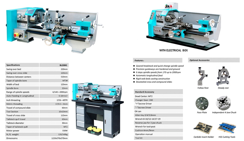 Machine de tour BL200C pour métal