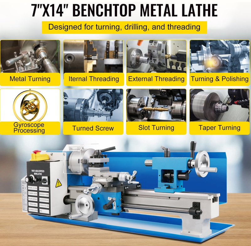 Lathe de banc 7 'x14 ' (180x350 mm) DRO