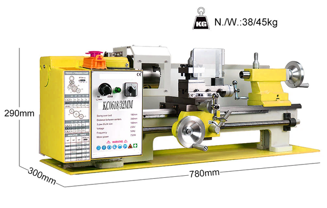 Spindel de 32 mm 180 * 350 mm Capacité 32 mm Trou à la broche 750W Motor de moteur sans balais